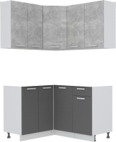 Кухонный гарнитур Интерлиния Мила Лайт 1.2x1.4 без столешницы (бетон/антрацит) - 