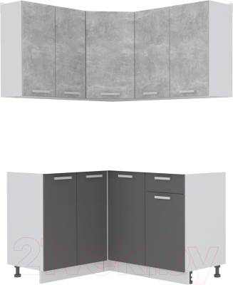 Кухонный гарнитур Интерлиния Мила Лайт 1.2x1.4 без столешницы (бетон/антрацит)