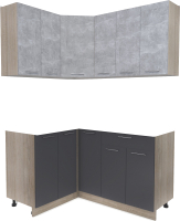 Кухонный гарнитур Интерлиния Мила Лайт 1.2x1.5 без столешницы (бетон/антрацит) - 