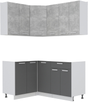 Кухонный гарнитур Интерлиния Мила Лайт 1.2x1.6 без столешницы (бетон/антрацит) - 
