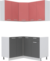 Кухонный гарнитур Интерлиния Мила Лайт 1.2x1.4 без столешницы (красный/антрацит) - 