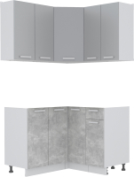 Кухонный гарнитур Интерлиния Мила Лайт 1.2x1.2 без столешницы (серебристый/бетон) - 