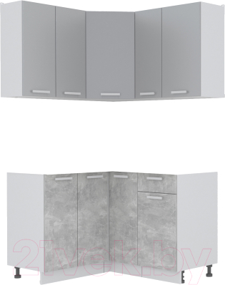 Готовая кухня Интерлиния Мила Лайт 1.2x1.3 без столешницы (серебристый/бетон)