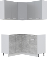 Кухонный гарнитур Интерлиния Мила Лайт 1.2x1.4 без столешницы (серебристый/бетон) - 