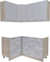 Кухонный гарнитур Интерлиния Мила Лайт 1.2x1.5 без столешницы (серебристый/бетон) - 