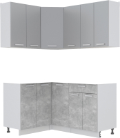 Кухонный гарнитур Интерлиния Мила Лайт 1.2x1.6 без столешницы (серебристый/бетон) - 