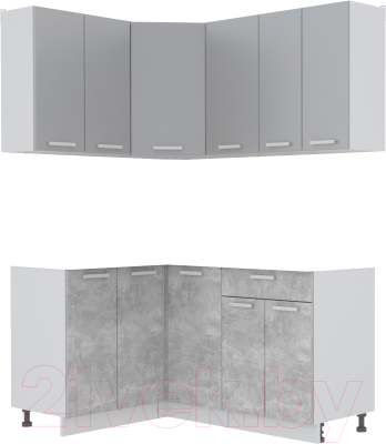 Готовая кухня Интерлиния Мила Лайт 1.2x1.6 без столешницы (серебристый/бетон)
