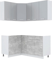 Кухонный гарнитур Интерлиния Мила Лайт 1.2x1.7 без столешницы (серебристый/бетон) - 