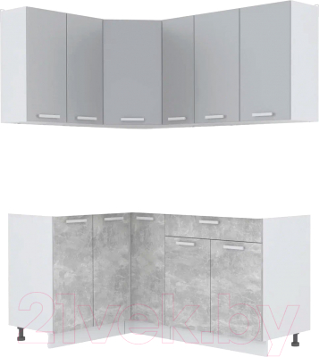 Готовая кухня Интерлиния Мила Лайт 1.2x1.7 без столешницы (серебристый/бетон)