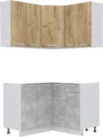 Кухонный гарнитур Интерлиния Мила Лайт 1.2x1.2 без столешницы (дуб золотой/бетон) - 