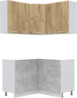 Кухонный гарнитур Интерлиния Мила Лайт 1.2x1.3 без столешницы (дуб золотой/бетон) - 
