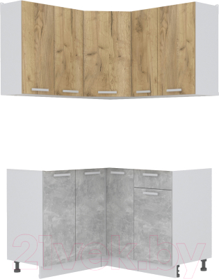 Готовая кухня Интерлиния Мила Лайт 1.2x1.3 без столешницы (дуб золотой/бетон)
