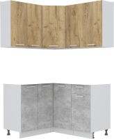 Кухонный гарнитур Интерлиния Мила Лайт 1.2x1.4 без столешницы (дуб золотой/бетон) - 