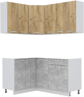 Кухонный гарнитур Интерлиния Мила Лайт 1.2x1.6 без столешницы (дуб золотой/бетон) - 
