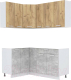 Готовая кухня Интерлиния Мила Лайт 1.2x1.7 без столешницы (дуб золотой/бетон) - 