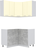 Готовая кухня Интерлиния Мила Лайт 1.2x1.2 без столешницы (ваниль/бетон) - 
