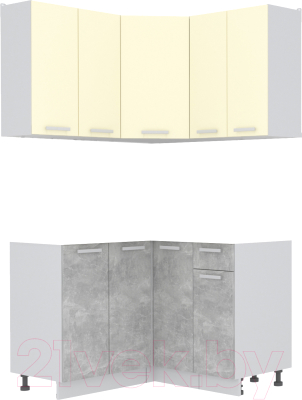 Готовая кухня Интерлиния Мила Лайт 1.2x1.2 без столешницы (ваниль/бетон)
