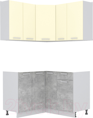 Готовая кухня Интерлиния Мила Лайт 1.2x1.3 без столешницы (ваниль/бетон)