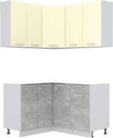 Кухонный гарнитур Интерлиния Мила Лайт 1.2x1.4 без столешницы (ваниль/бетон) - 