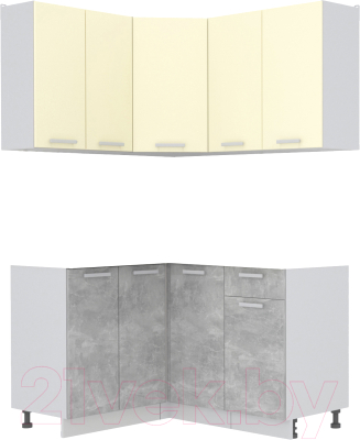 Готовая кухня Интерлиния Мила Лайт 1.2x1.4 без столешницы (ваниль/бетон)