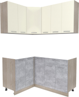 Кухонный гарнитур Интерлиния Мила Лайт 1.2x1.5 без столешницы (ваниль/бетон) - 