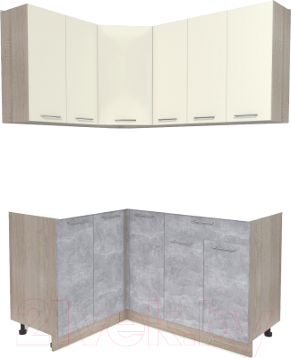 Готовая кухня Интерлиния Мила Лайт 1.2x1.5 без столешницы (ваниль/бетон)