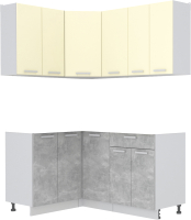 Кухонный гарнитур Интерлиния Мила Лайт 1.2x1.6 без столешницы (ваниль/бетон) - 