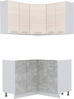 Готовая кухня Интерлиния Мила Лайт 1.2x1.2 без столешницы (вудлайн кремовый/бетон) - 