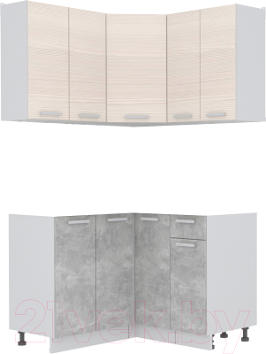 Готовая кухня Интерлиния Мила Лайт 1.2x1.2 без столешницы (вудлайн кремовый/бетон)
