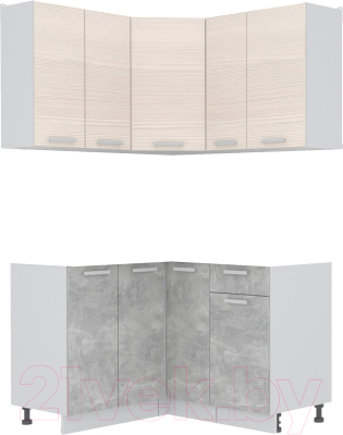 Кухонный гарнитур Интерлиния Мила Лайт 1.2x1.3 без столешницы (вудлайн кремовый/бетон)