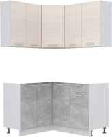 Готовая кухня Интерлиния Мила Лайт 1.2x1.4 без столешницы (вудлайн кремовый/бетон) - 