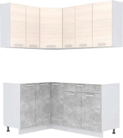 Кухонный гарнитур Интерлиния Мила Лайт 1.2x1.7 без столешницы (вудлайн кремовый/бетон) - 
