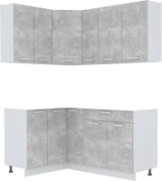 Кухонный гарнитур Интерлиния Мила Лайт 1.2x1.7 без столешницы (бетон) - 