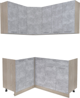 Кухонный гарнитур Интерлиния Мила Лайт 1.2x1.5 без столешницы (бетон) - 