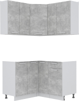 Кухонный гарнитур Интерлиния Мила Лайт 1.2x1.3 без столешницы (бетон) - 