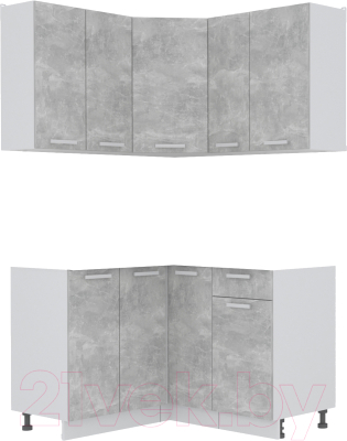 Готовая кухня Интерлиния Мила Лайт 1.2x1.3 без столешницы (бетон)