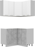 Кухонный гарнитур Интерлиния Мила Лайт 1.2x1.2 без столешницы (белый платинум/бетон) - 