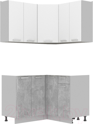 Готовая кухня Интерлиния Мила Лайт 1.2x1.2 без столешницы (белый платинум/бетон)