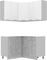 Готовая кухня Интерлиния Мила Лайт 1.2x1.3 без столешницы (белый платинум/бетон) - 