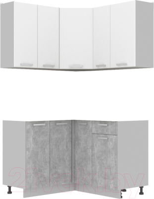 Готовая кухня Интерлиния Мила Лайт 1.2x1.3 без столешницы (белый платинум/бетон)