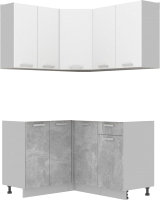 Кухонный гарнитур Интерлиния Мила Лайт 1.2x1.4 без столешницы (белый платинум/бетон) - 