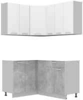 Готовая кухня Интерлиния Мила Лайт 1.2x1.5 без столешницы (белый платинум/бетон) - 