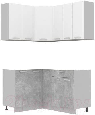 Готовая кухня Интерлиния Мила Лайт 1.2x1.5 без столешницы (белый платинум/бетон)