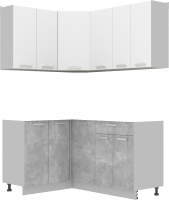 Кухонный гарнитур Интерлиния Мила Лайт 1.2x1.6 без столешницы (белый платинум/бетон) - 