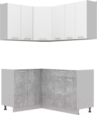 Готовая кухня Интерлиния Мила Лайт 1.2x1.6 без столешницы (белый платинум/бетон)