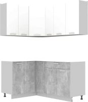 Кухонный гарнитур Интерлиния Мила Лайт 1.2x1.7 без столешницы (белый платинум/бетон) - 