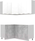 Готовая кухня Интерлиния Мила Лайт 1.2x1.7 без столешницы (белый платинум/бетон) - 