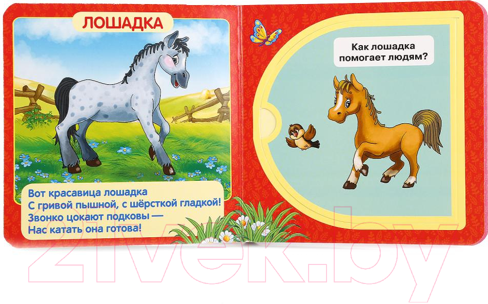 Развивающая книга Умка Домашние животные с окошками (Кузнецова О.) — фото 2