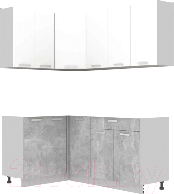 Готовая кухня Интерлиния Мила Лайт 1.2x1.8 без столешницы (белый платинум/бетон)
