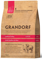 Сухой корм для собак Grandorf Medium&Maxi Breeds Lamb&Turkey (3кг) - 